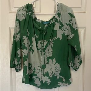Alice and Olivia Green and White Floral Blouse